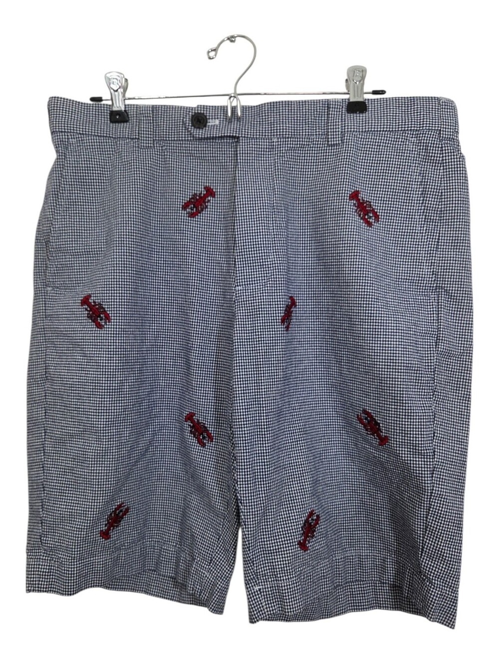 Brooks Brothers Bermuda Shorts Lobster Embroidered Gingham Size 34 Preppy Golf